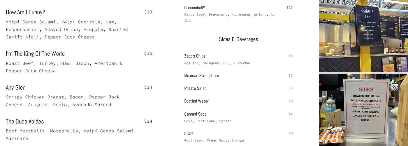 Subdivision Sandwich Company Menu