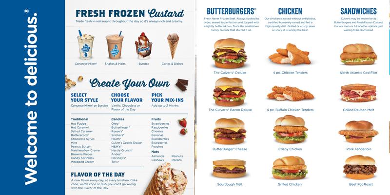 Culver’s Menu