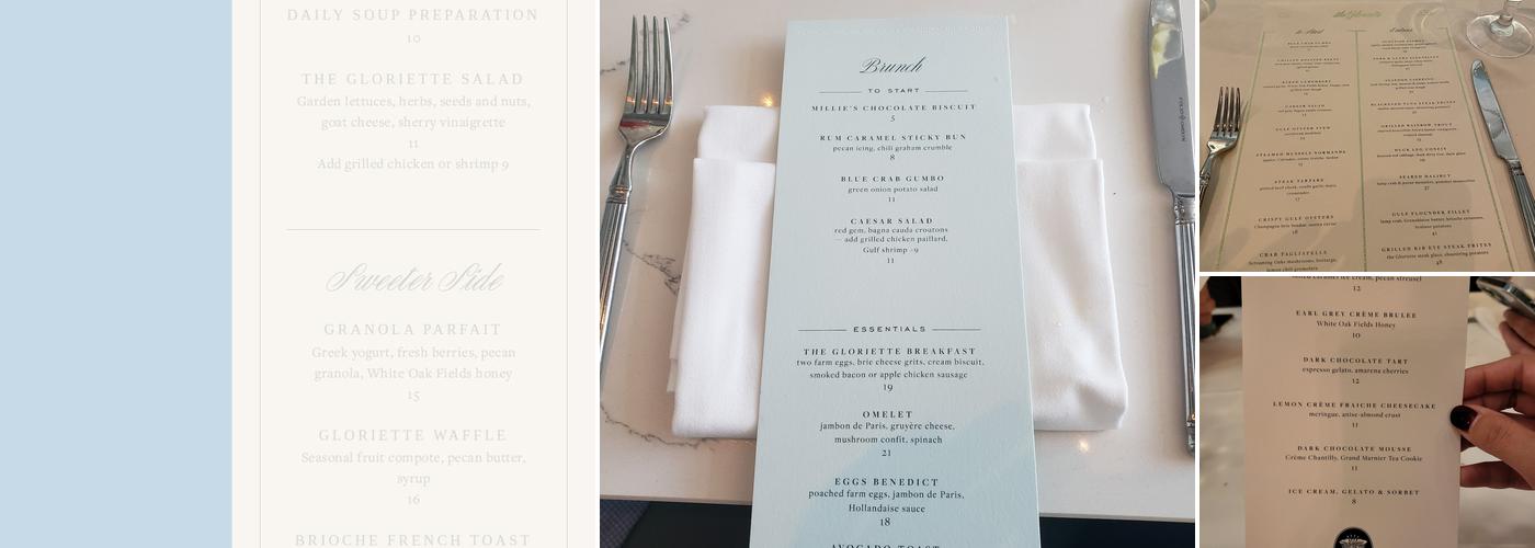 The Gloriette Menu