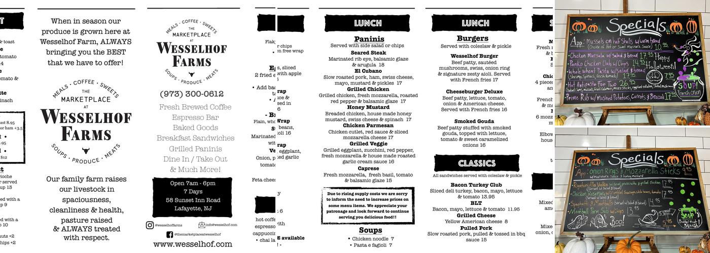The Marketplace at Wesselhof Farms Menu