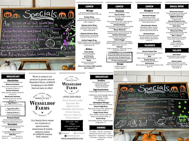 The Marketplace at Wesselhof Farms Menu