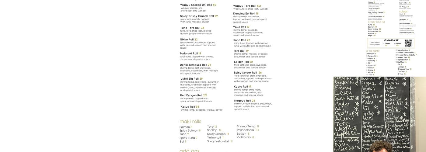 Umai Sushi & Steak House Menu