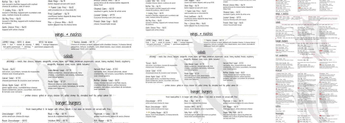 The Cantina Menu