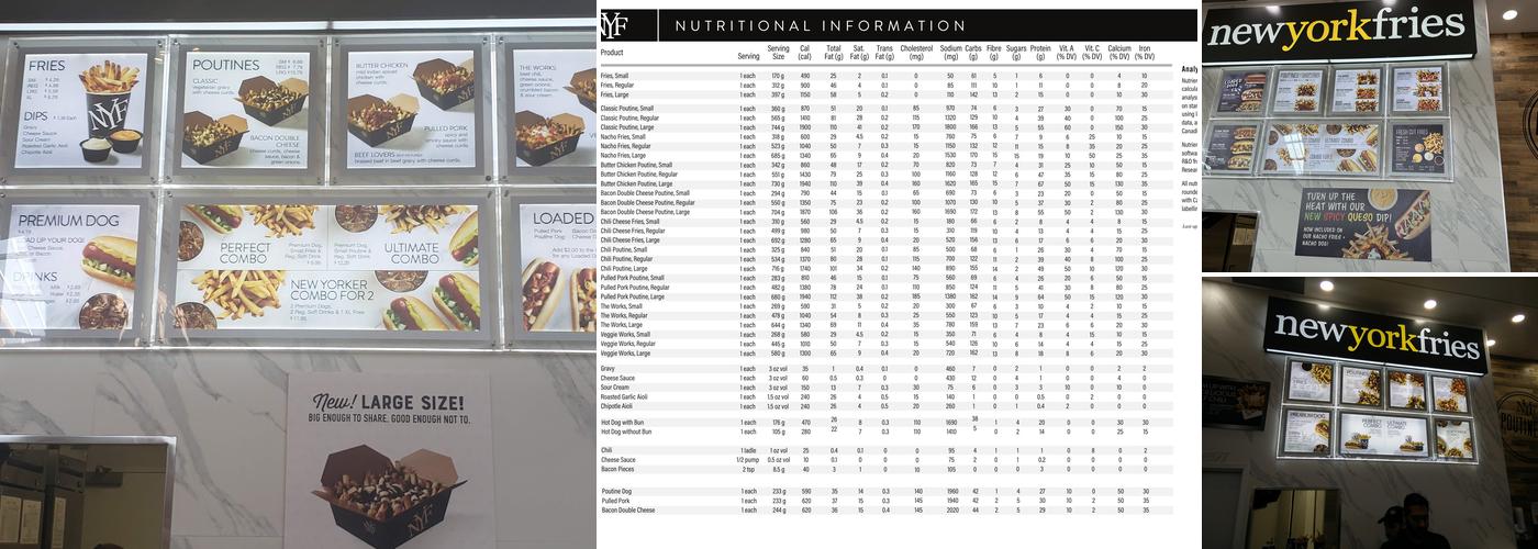 New York Fries Tsawwassen Mills Menu