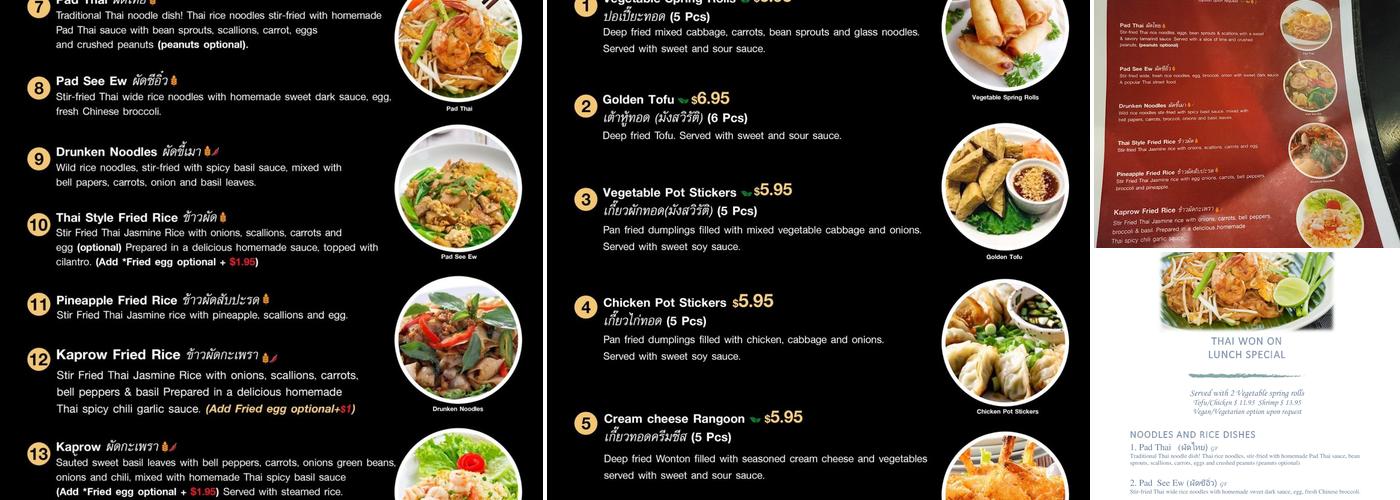 thai won on Menu