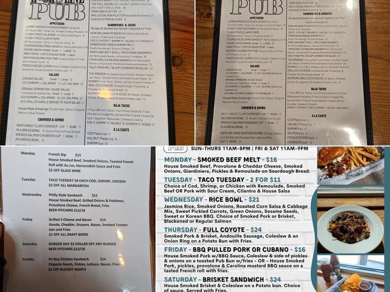 Hook & Line Pub Menu