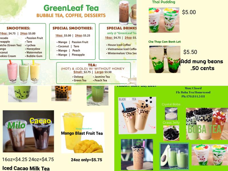 Boba Tea Homewood Menu