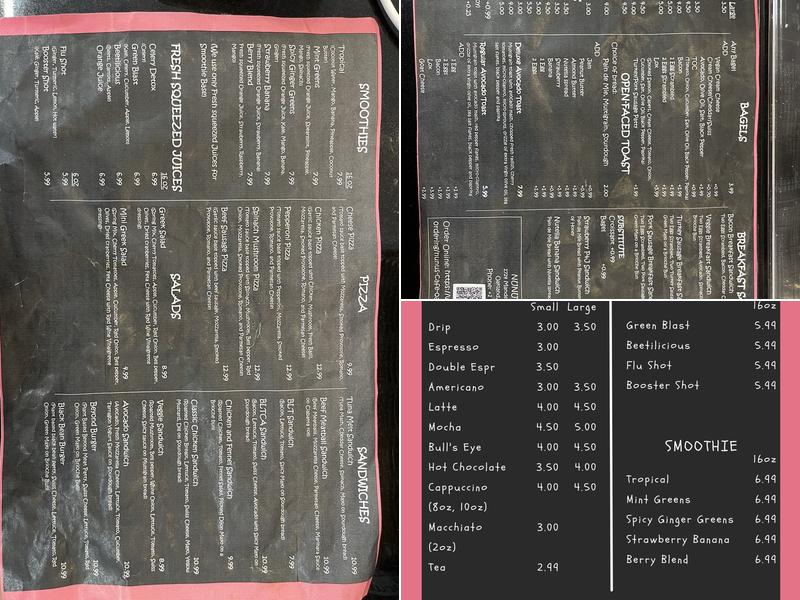Nunu's Cafe Menu