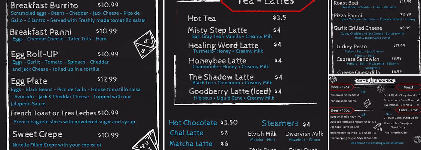 Game n' Grounds Menu