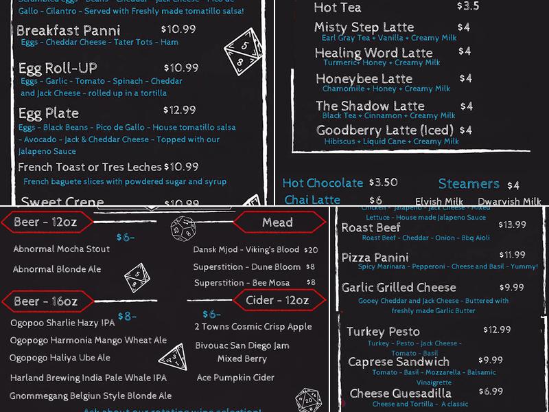 Game n' Grounds Menu