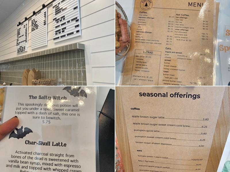 Culture Coffee Bar Menu