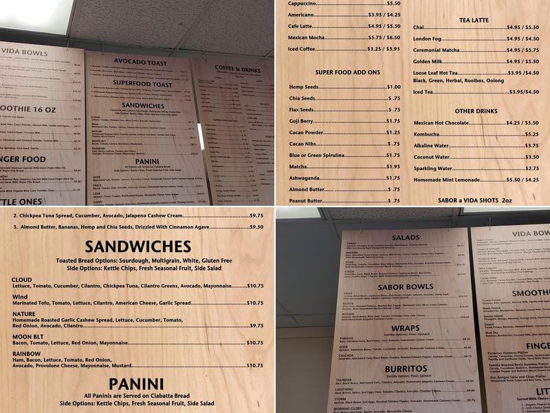 Sabor A Vida Cafe & Deli Menu
