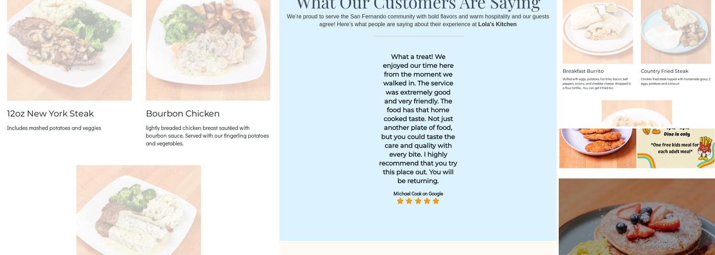 Lola’s Kitchen Menu