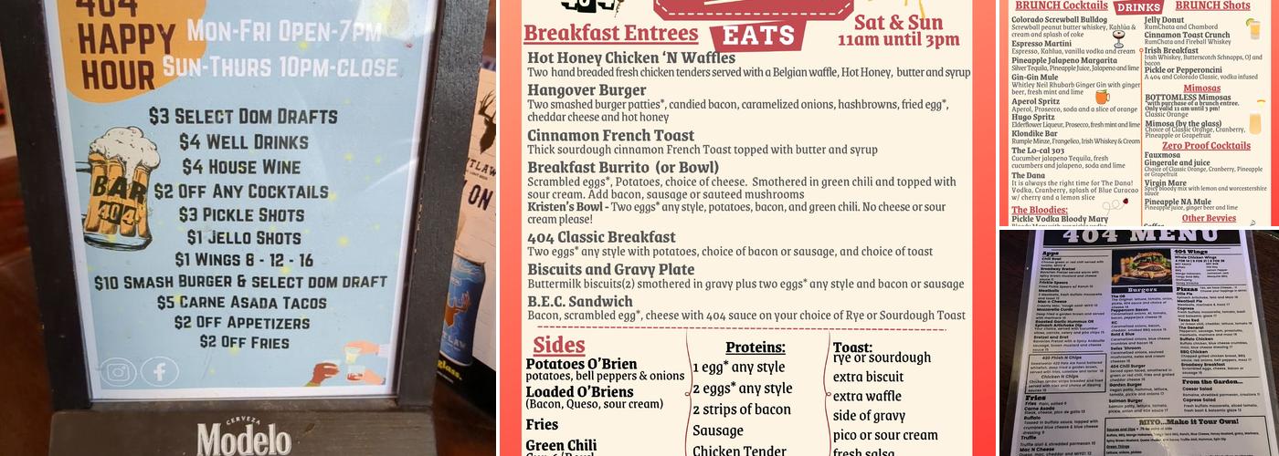 Bar 404 Menu
