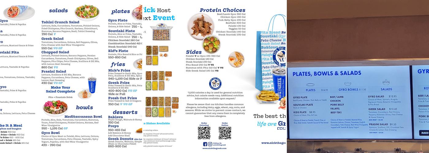 Nick the Greek (Nut Tree Plaza) Menu