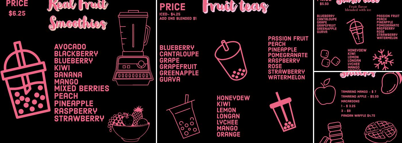 Bobalicious Riverbank Menu