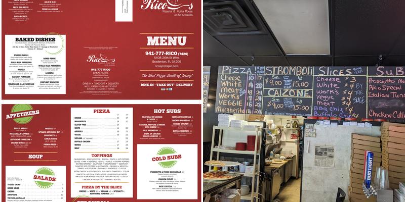 Rico's Pizzeria Menu