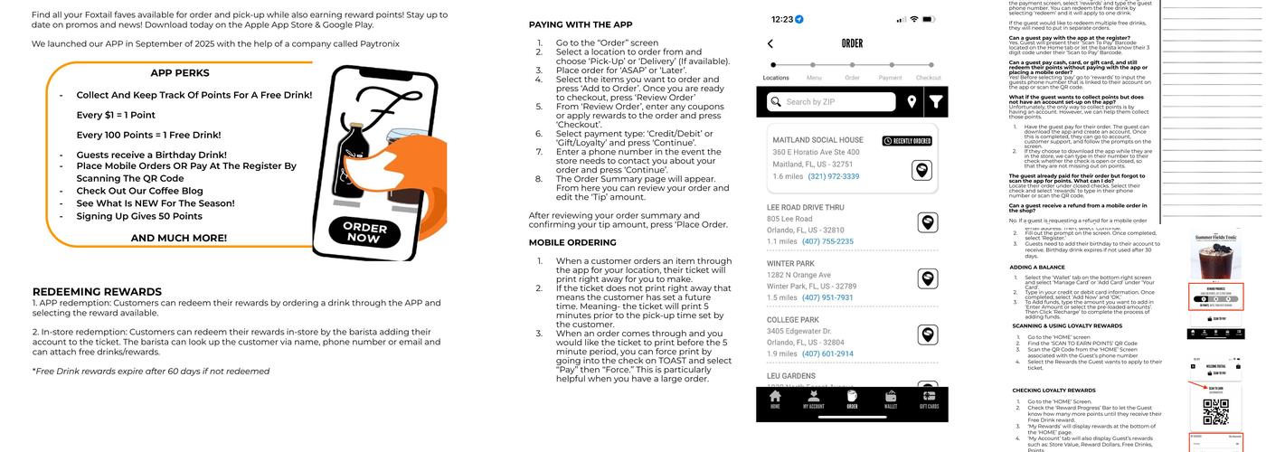 Foxtail Coffee Co. Menu
