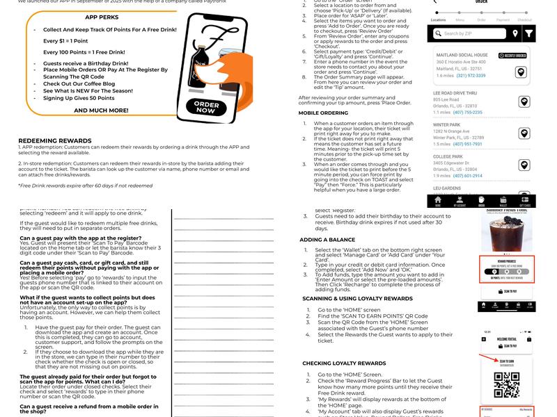 Foxtail Coffee Co. Menu