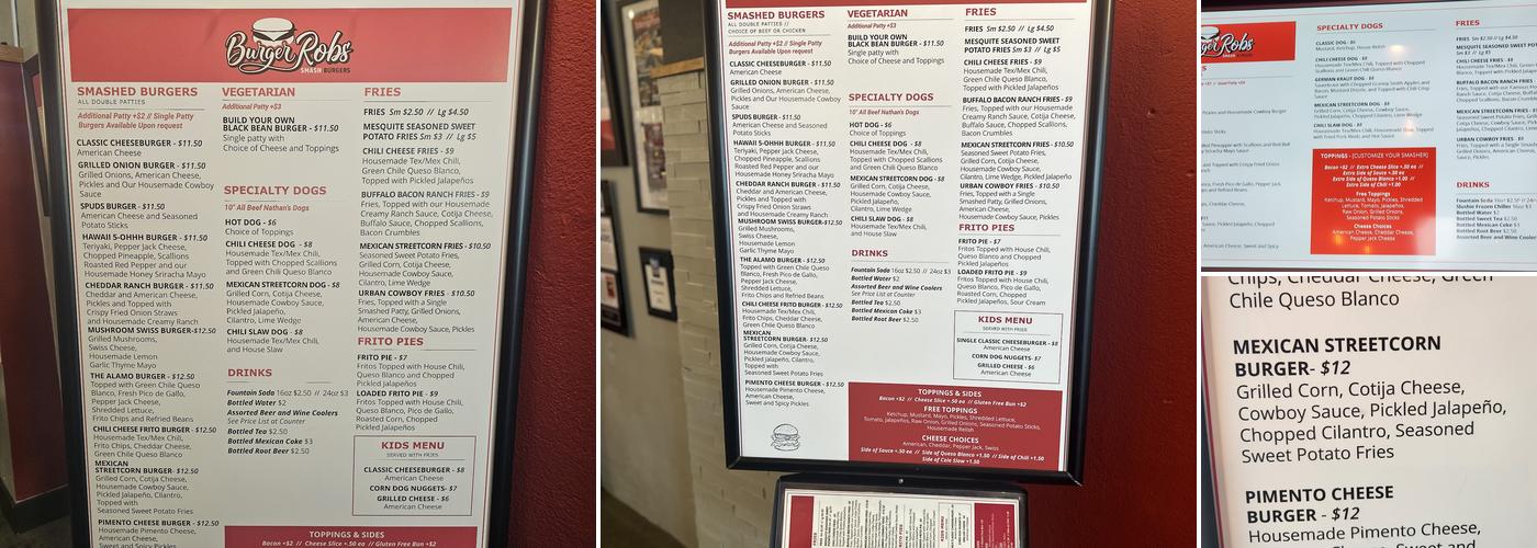 BurgerRobs Menu