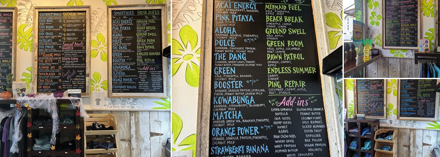 Playa Bowls Menu