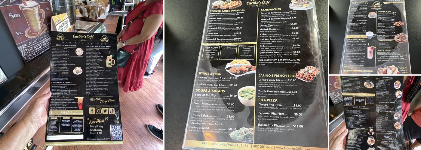 Cariño's Cafe Menu