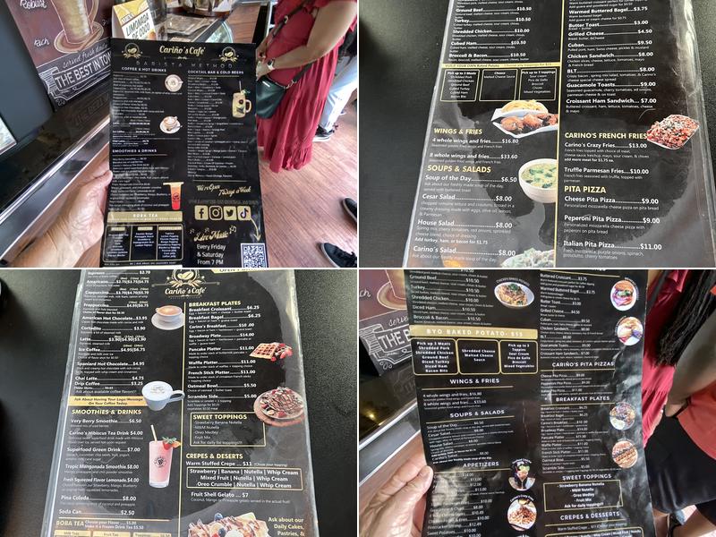 Cariño's Cafe Menu