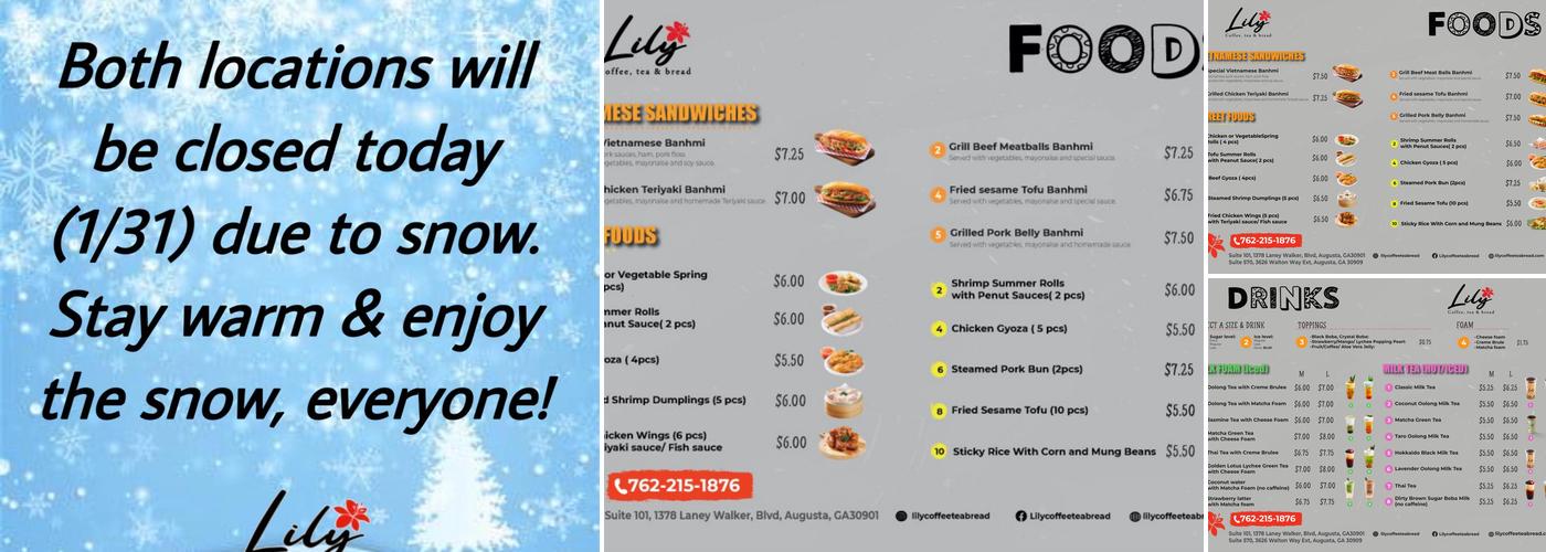 Lily coffee, tea & bread Menu