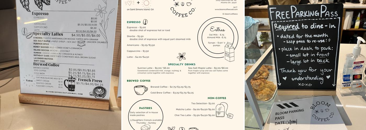 Bloom Coffee Co. Menu