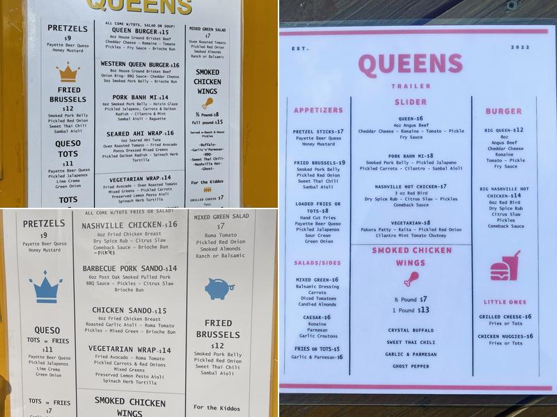 Queens Trailer Menu