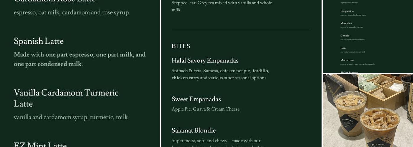 Complimentary Cafe Menu