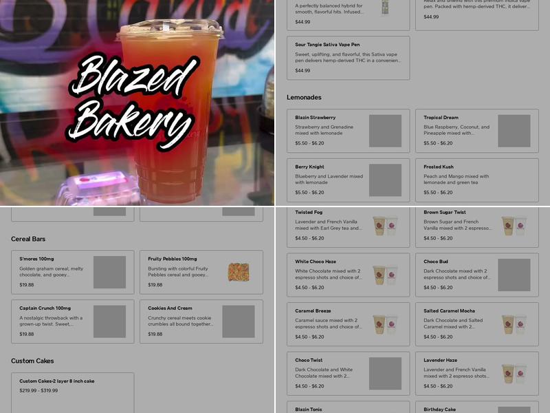 Blazed Bakery Menu
