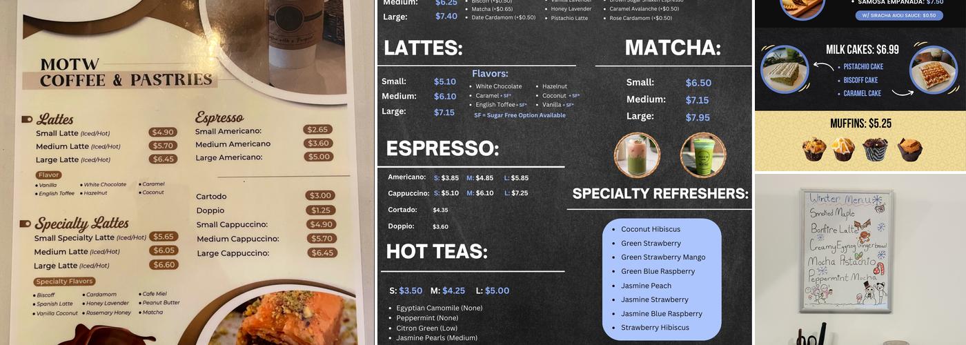 MOTW Coffee and Pastries Menu
