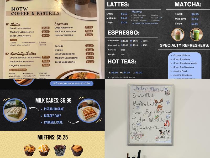 MOTW Coffee and Pastries Menu