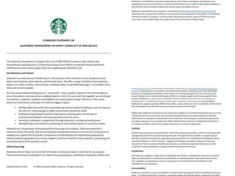 Starbucks Menu