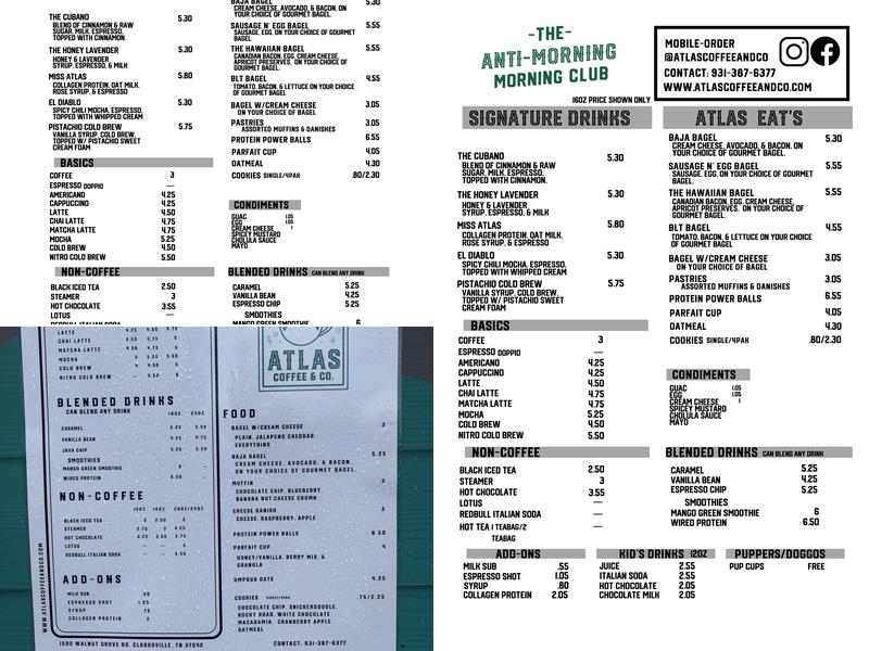 Atlas Coffee and Co Menu