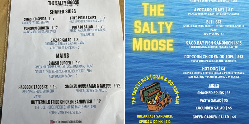 The Salty Moose Menu