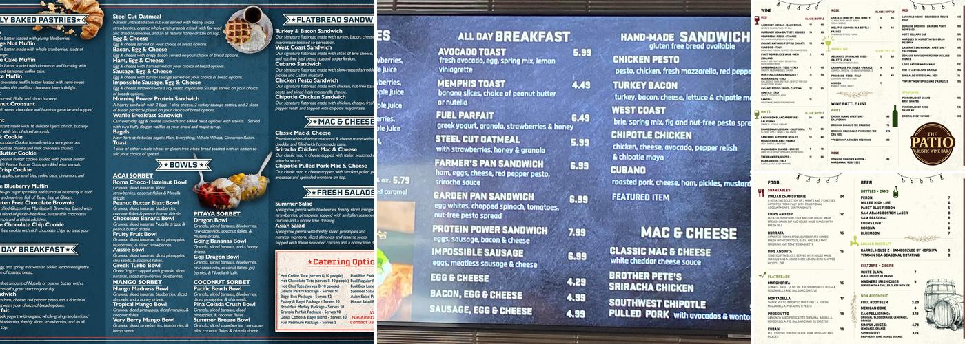 Fuel America Menu