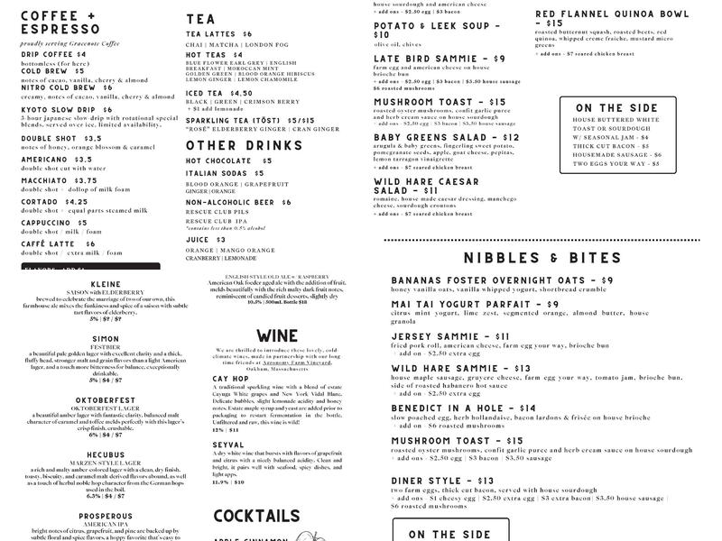 Wild Hare Café | Kitchen | Brewery Menu