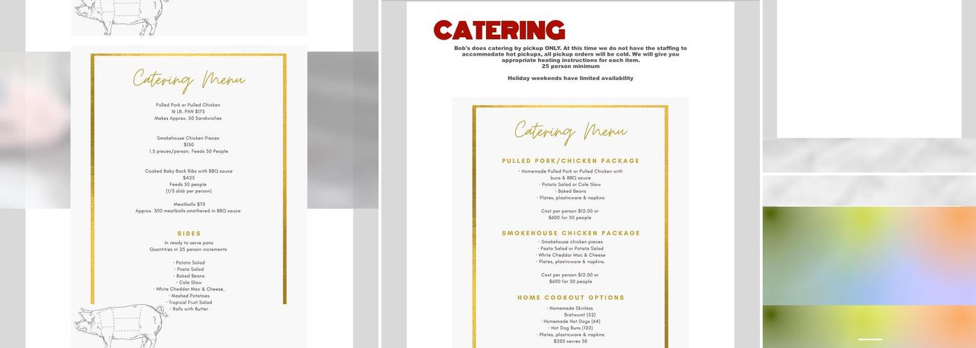 Bob's Processing INC. Menu