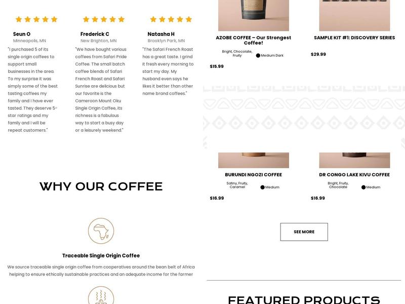 Safari Pride Coffee Menu