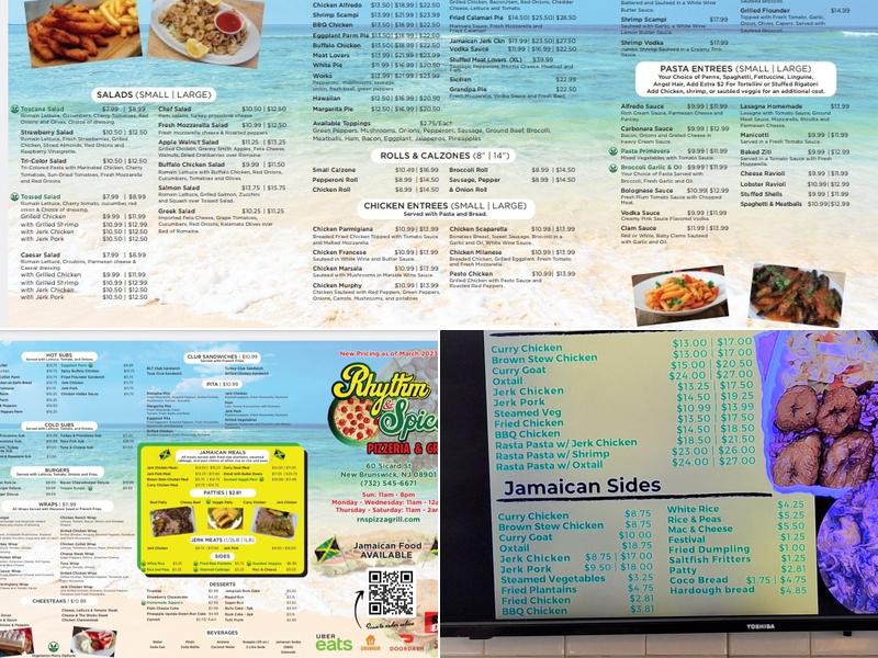 Rhythm and Spice Pizzeria and Grill Menu