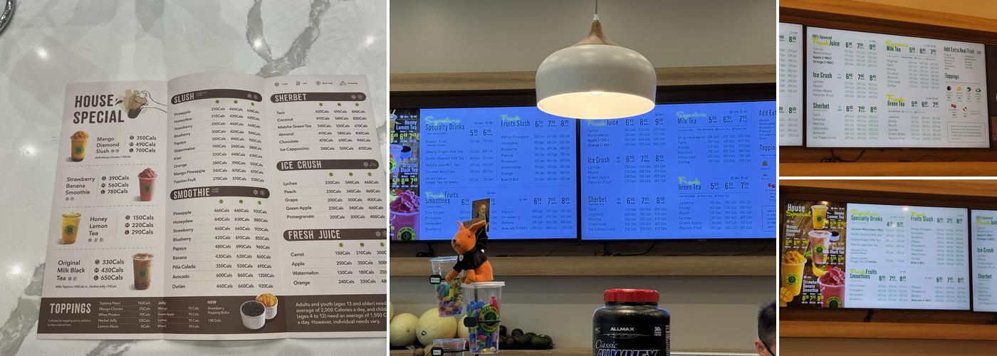 Real Fruit Bubble Tea Menu