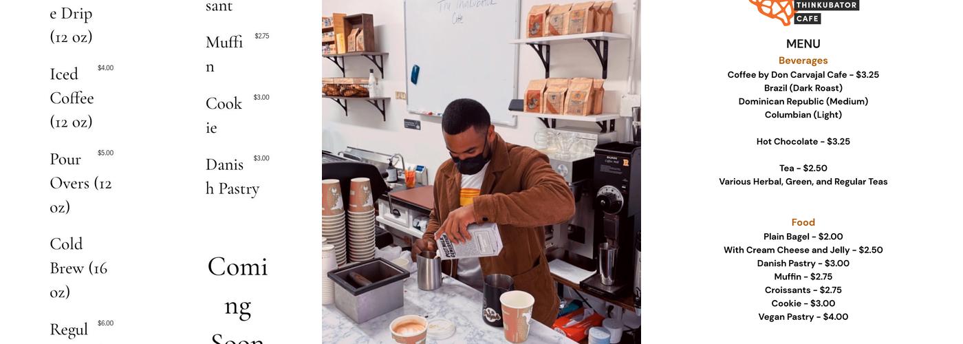 The Thinkubator Café Menu