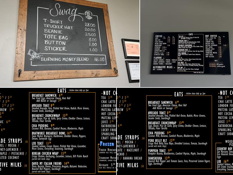 Working Class Coffee Menu