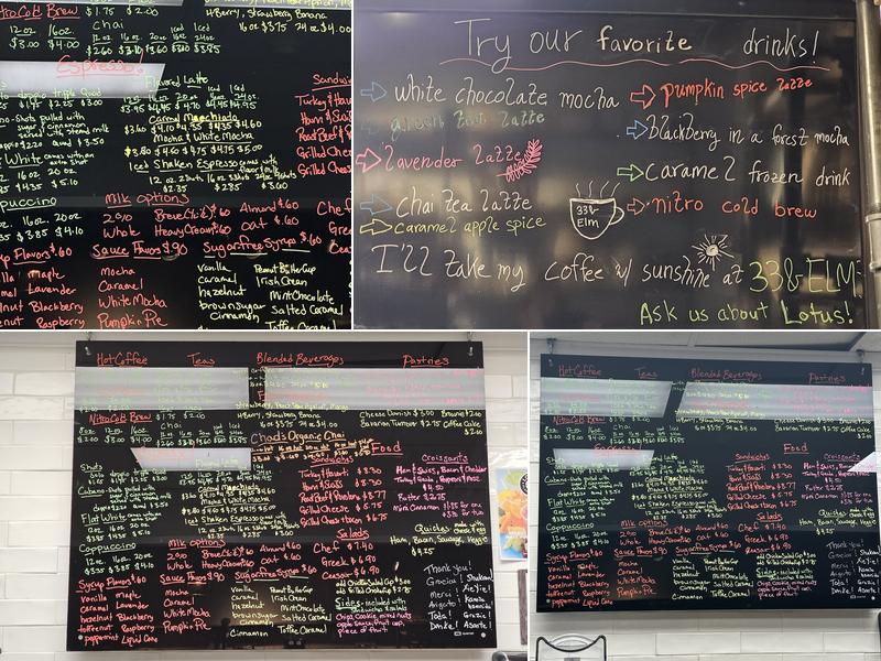 33 & Elm Coffee House Menu