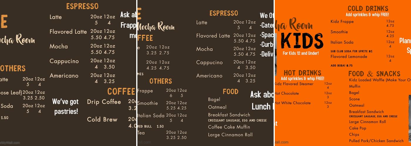 The Mocha Room Menu