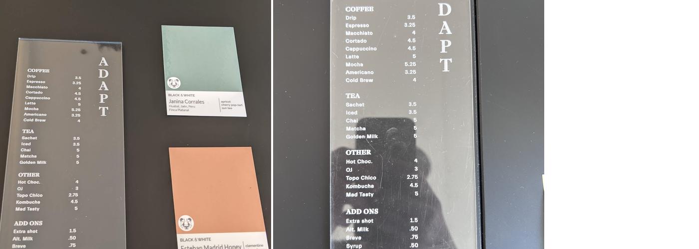 AdaptCafe Menu