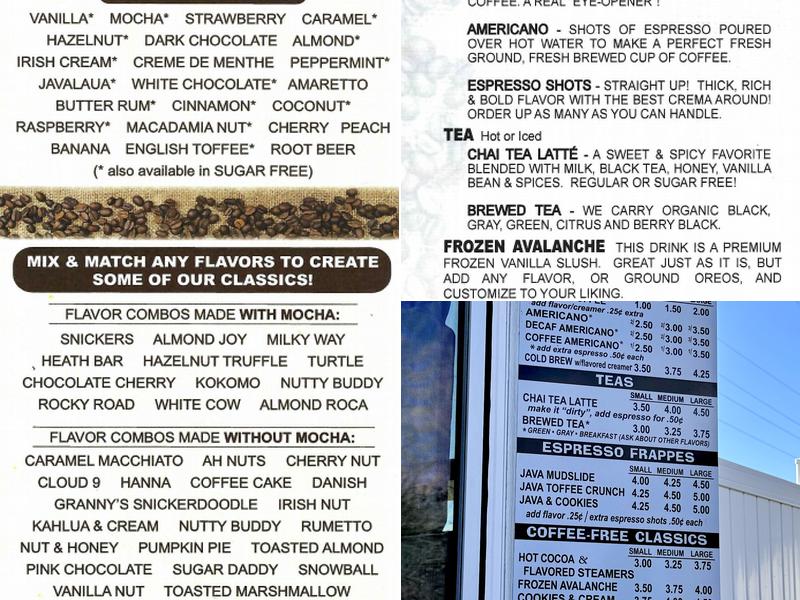 Bean Box Espresso Menu