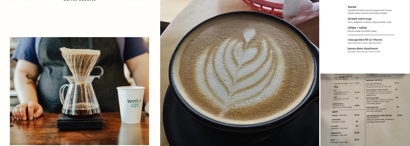 Turntable Coffee Counter Menu